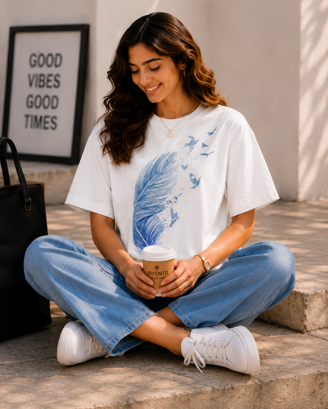 Women Feather of Freedom Oversized T-Shirt