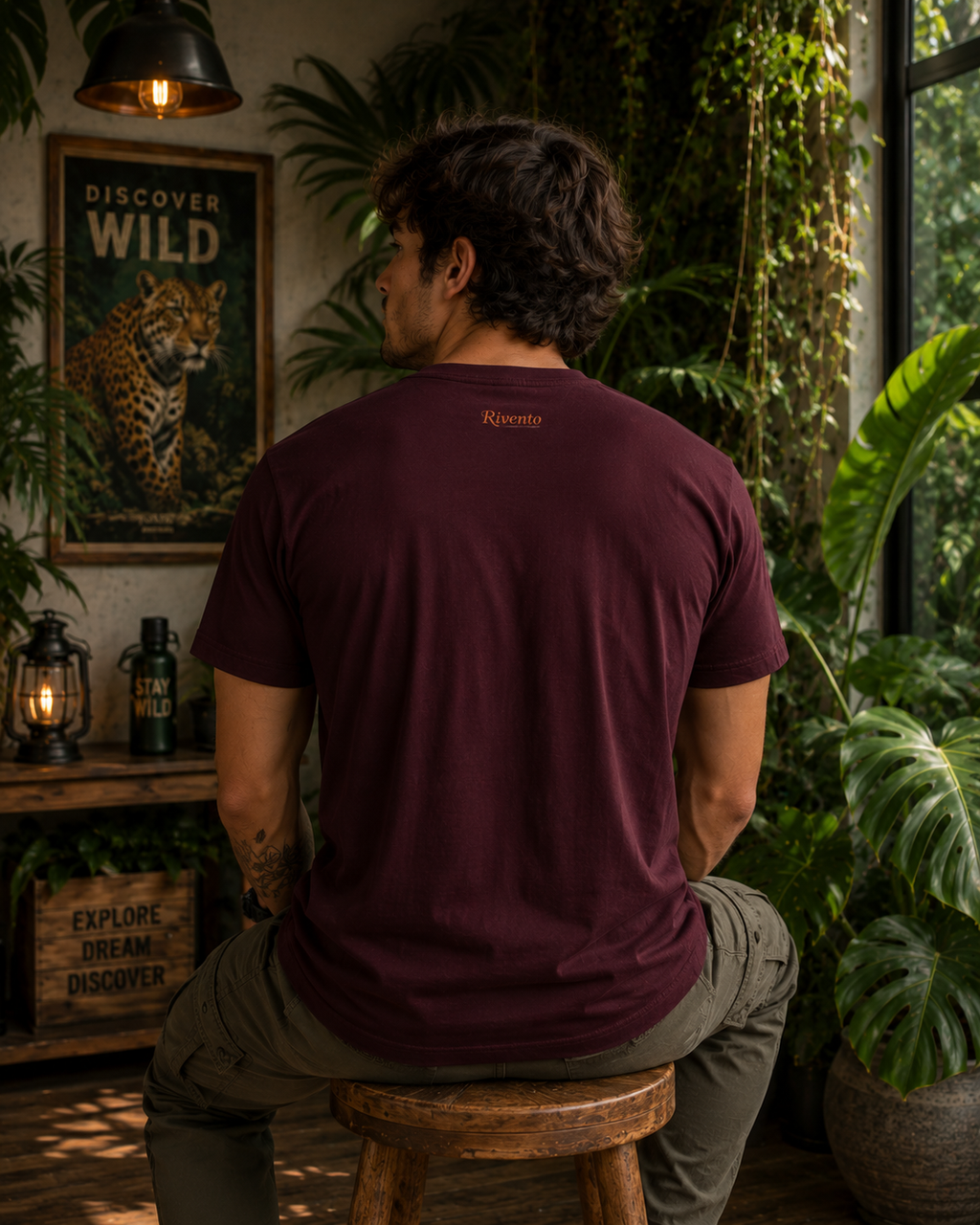 Geometric Deer Wildlife Graphic Classic Fit T-Shirt for Men
