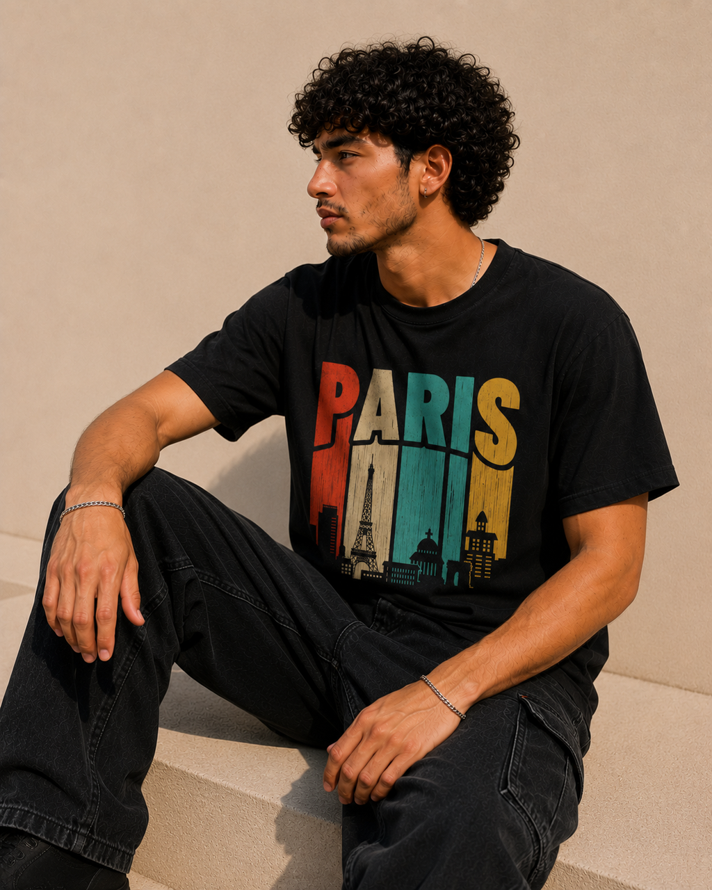 Paris Skyline Men Classic Fit Graphic T-Shirt