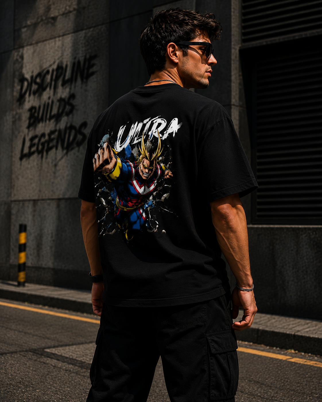 Ultra Hero Anime Back Print Oversized T-Shirt for Men