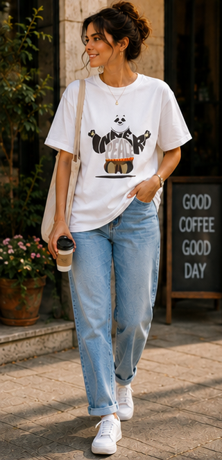 Women Inner Peace Panda Oversized Graphic T-Shirt