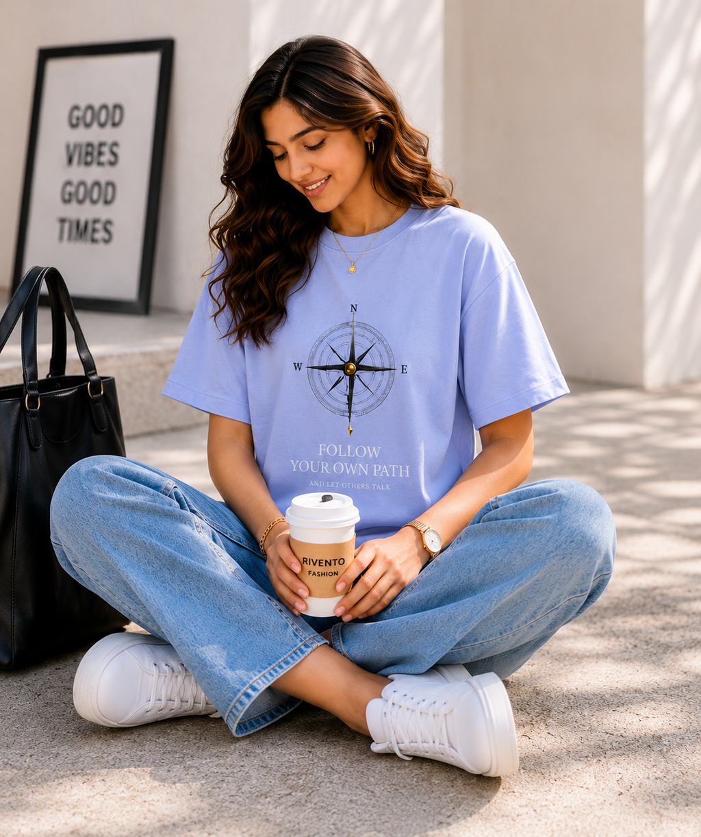Women Choose Your Direction Oversized Graphic T-Shirt