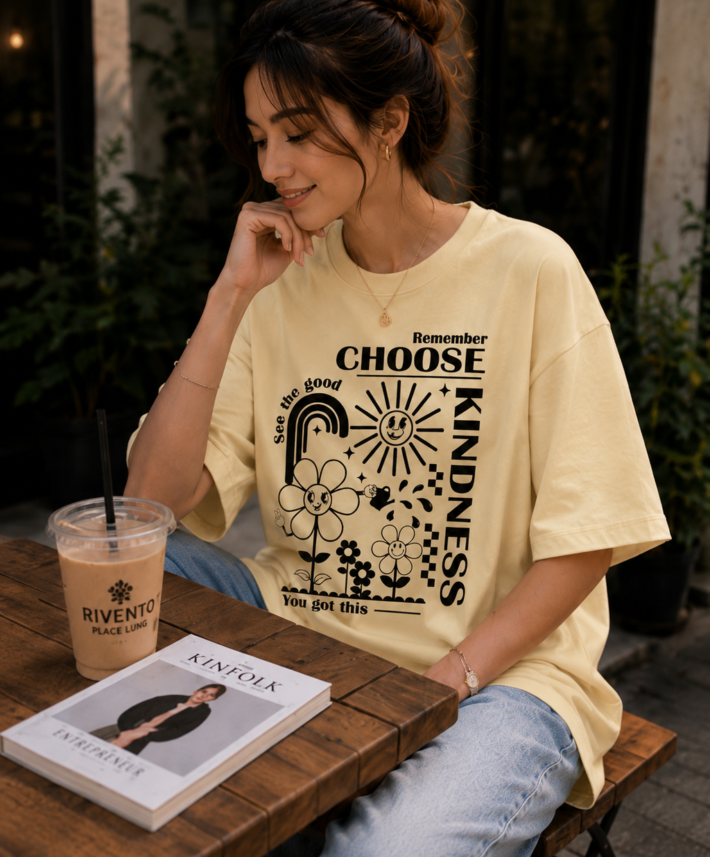 Women Choose Kindness Graphic Oversized T-Shirt