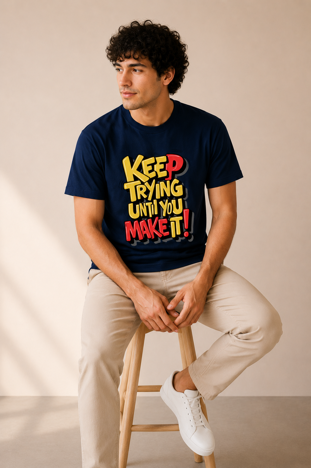 Keep Trying Until You Make It Men Classic Fit Motivational Graphic T-Shirt