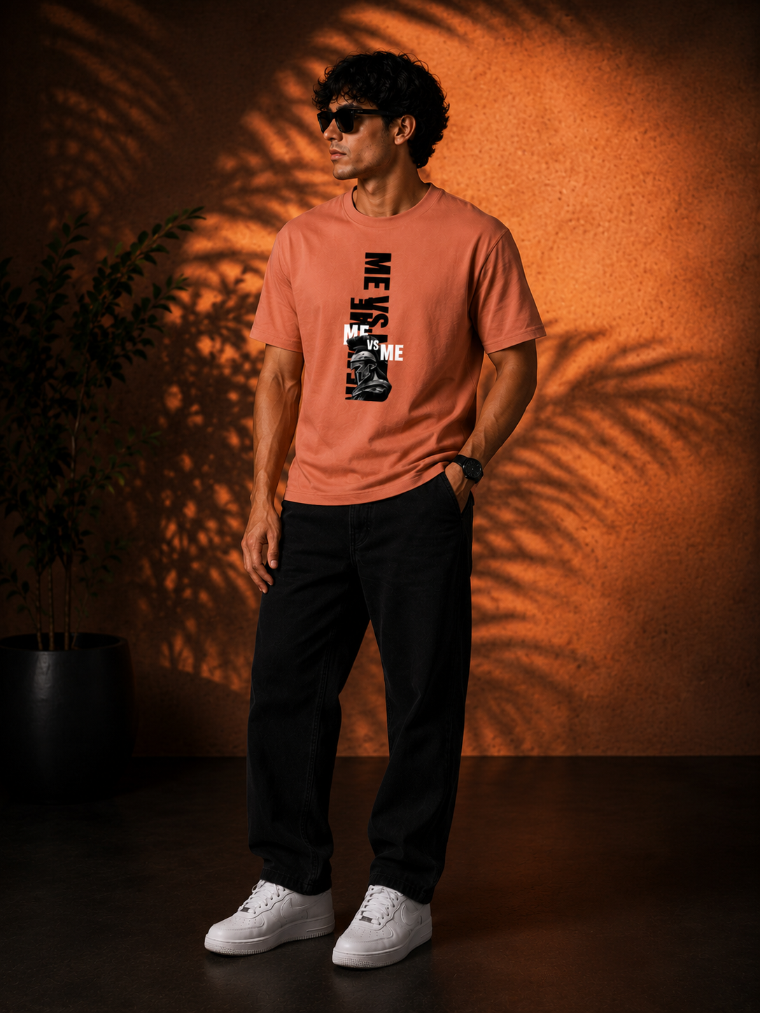 Me vs Me Men Classic Fit Motivational Graphic T-Shirt