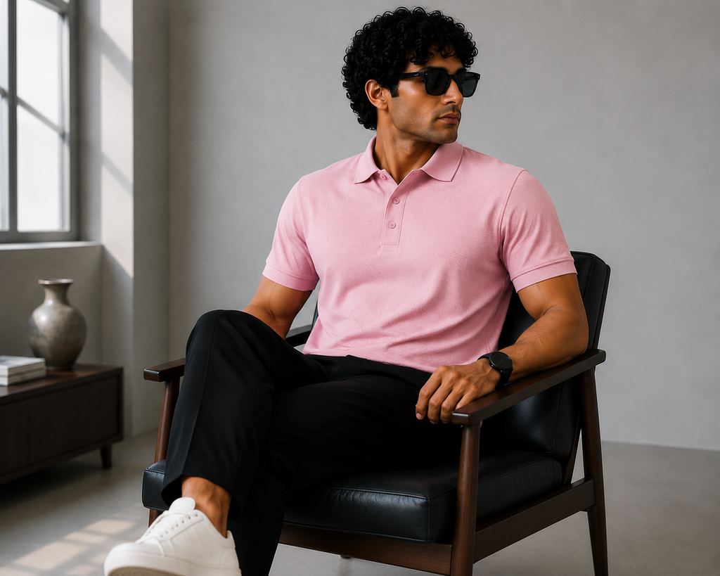 Signature Men Classic Fit Pink Polo T-Shirt