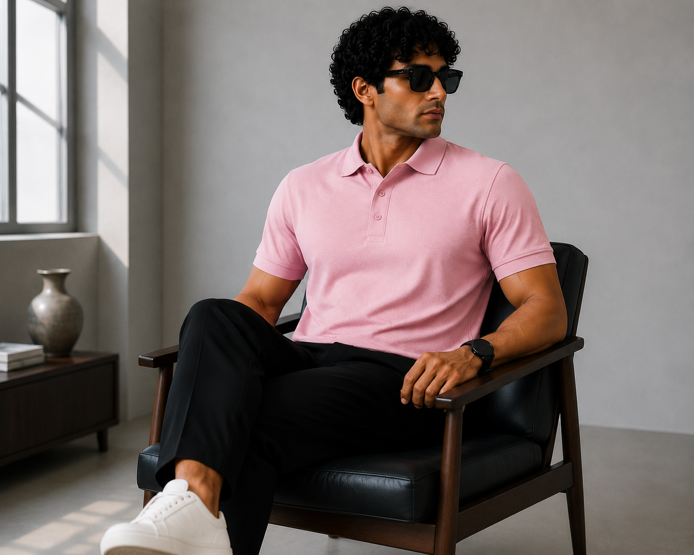 Signature Men Classic Fit Pink Polo T-Shirt