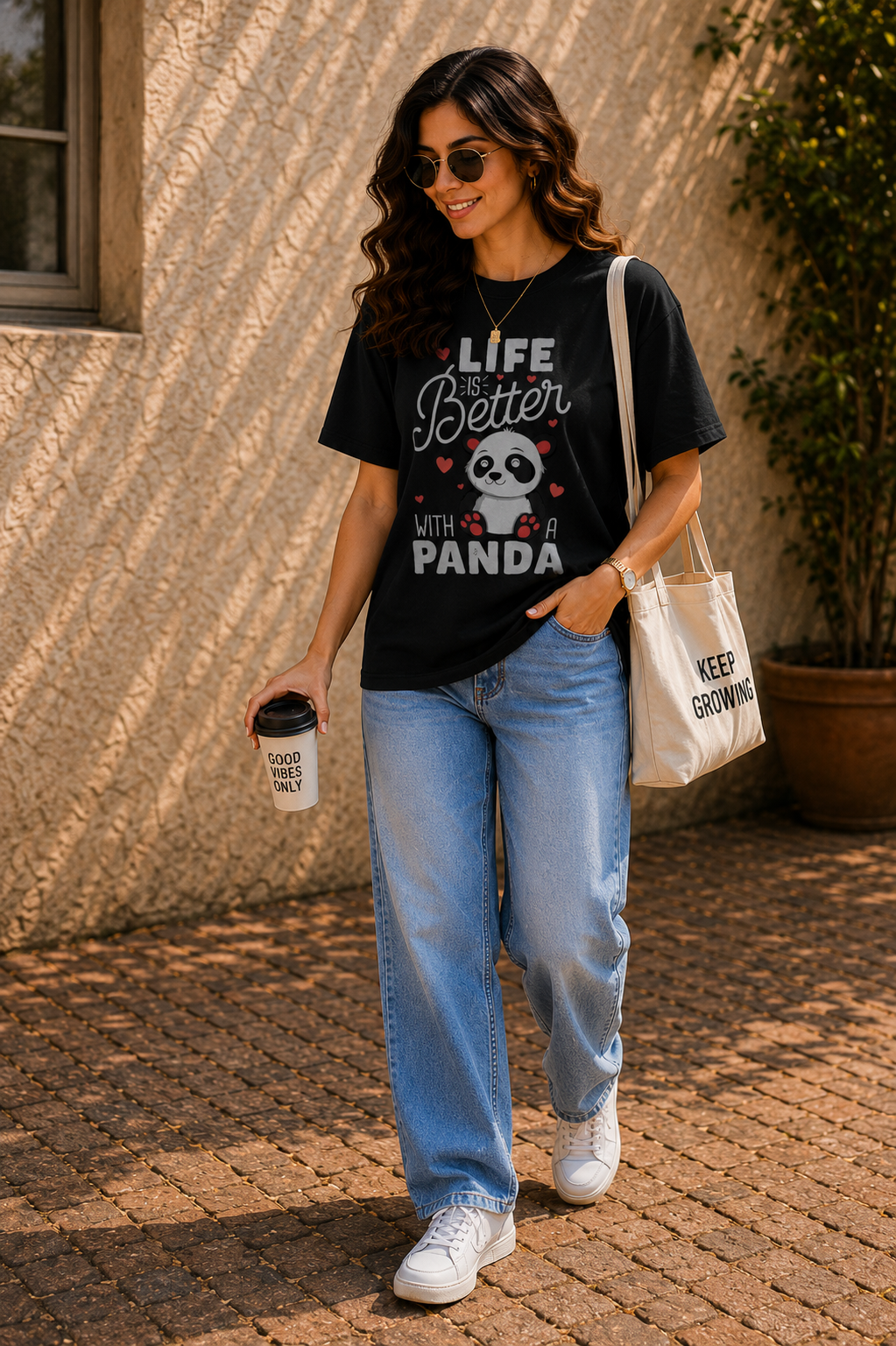 Women Cute & Cozy Panda Graphic T-Shirt