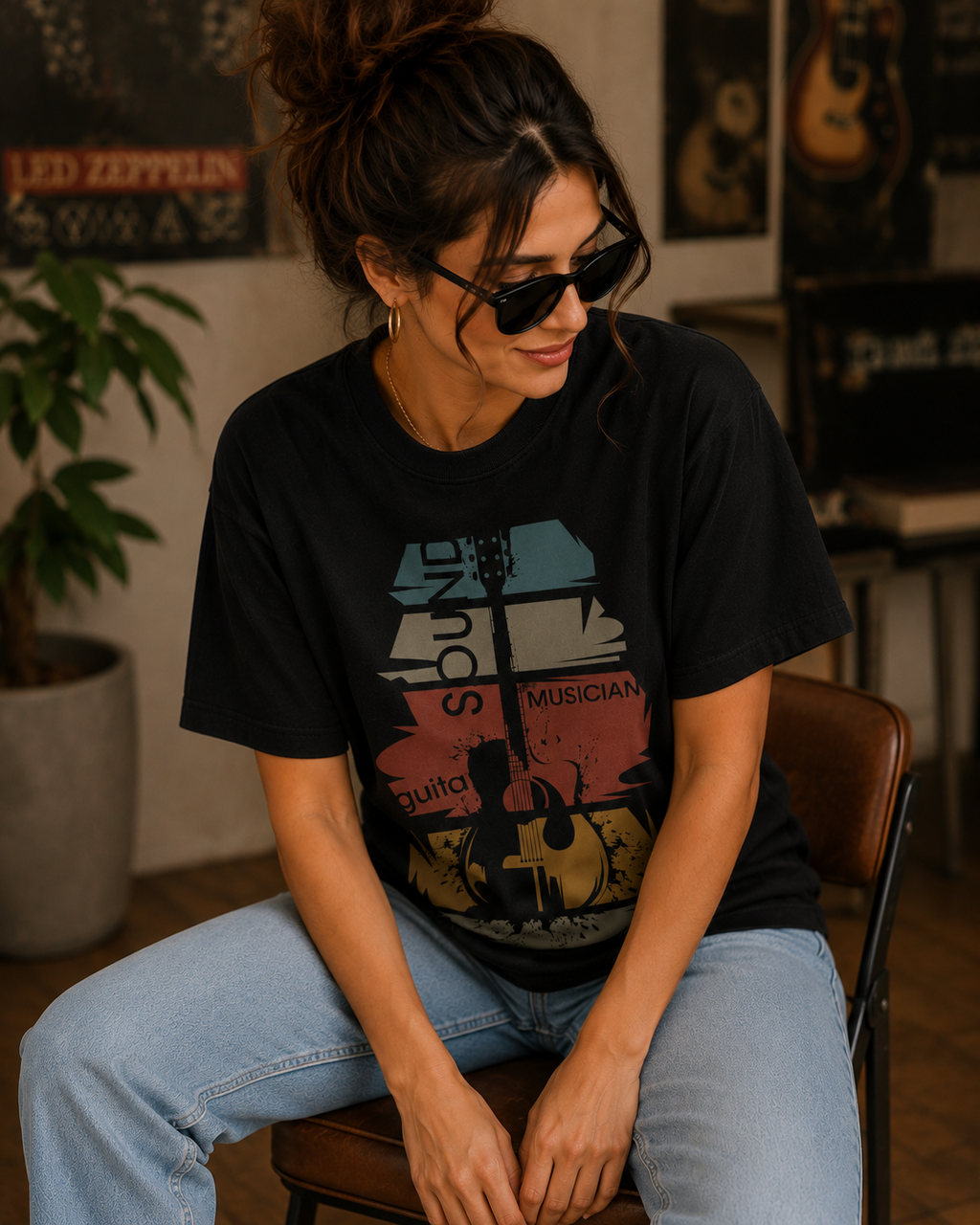 Women Soul Musician Guitar Graphic T-Shirt