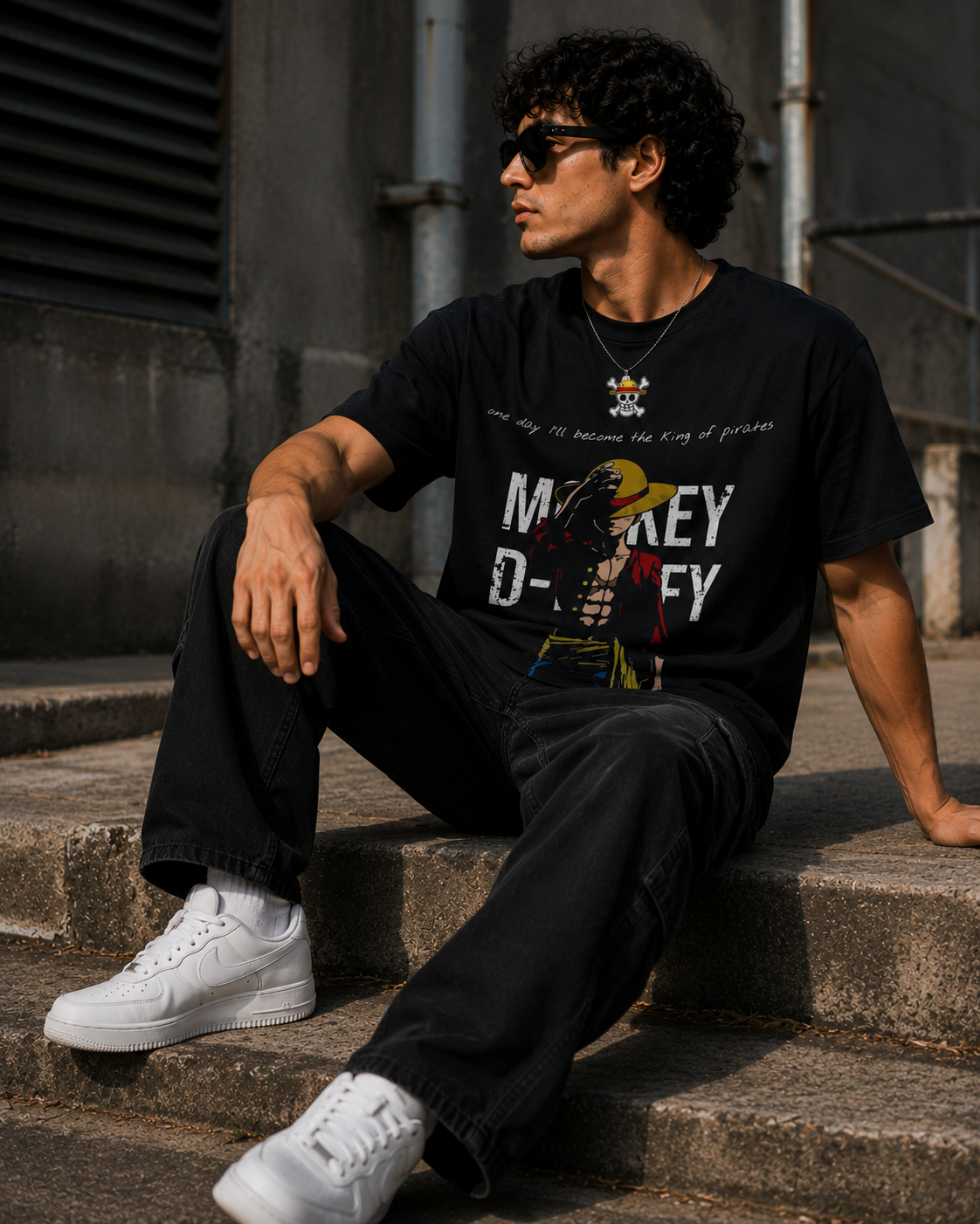 Straw Hat Compass Men Classic Fit Anime Back Print T-Shirt