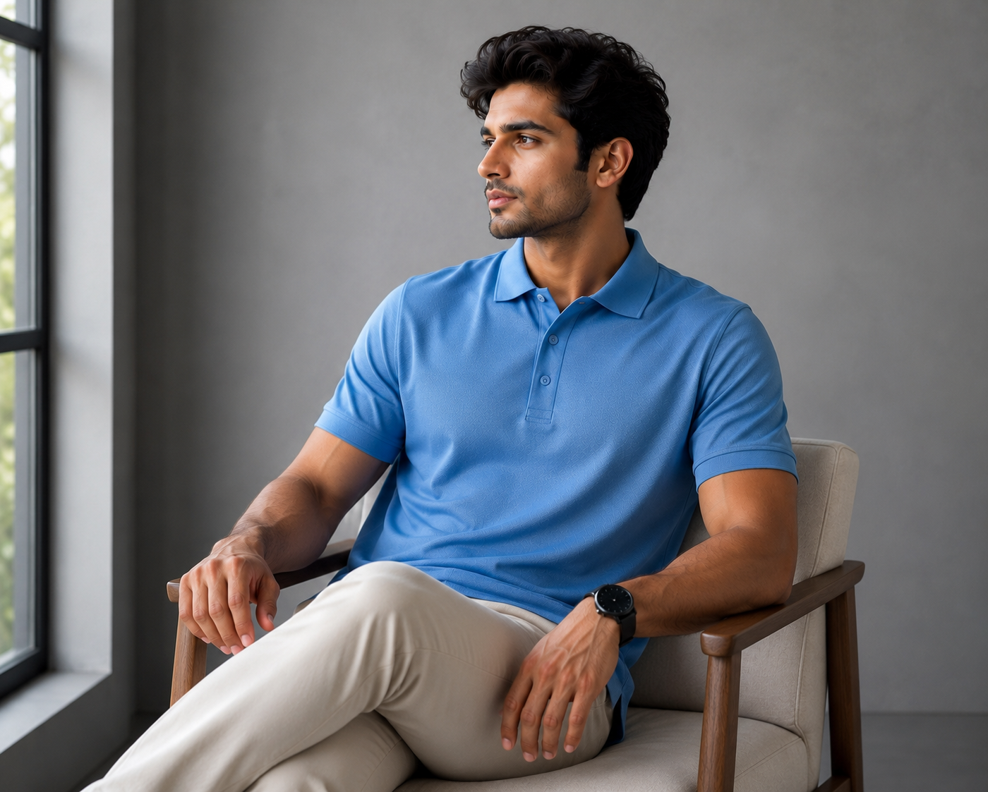Signature Men Classic Fit Ocean Blue Polo T-Shirt