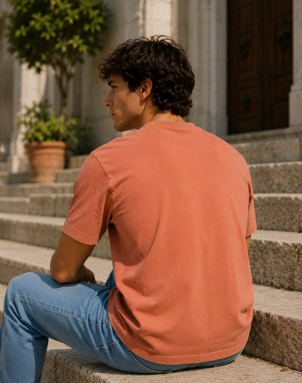 Softcore Men's Premium Sunset Classic Fit Solid T-Shirt