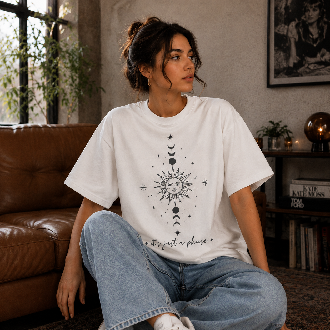 Women Celestial Sun & Moon Graphic T-Shirt