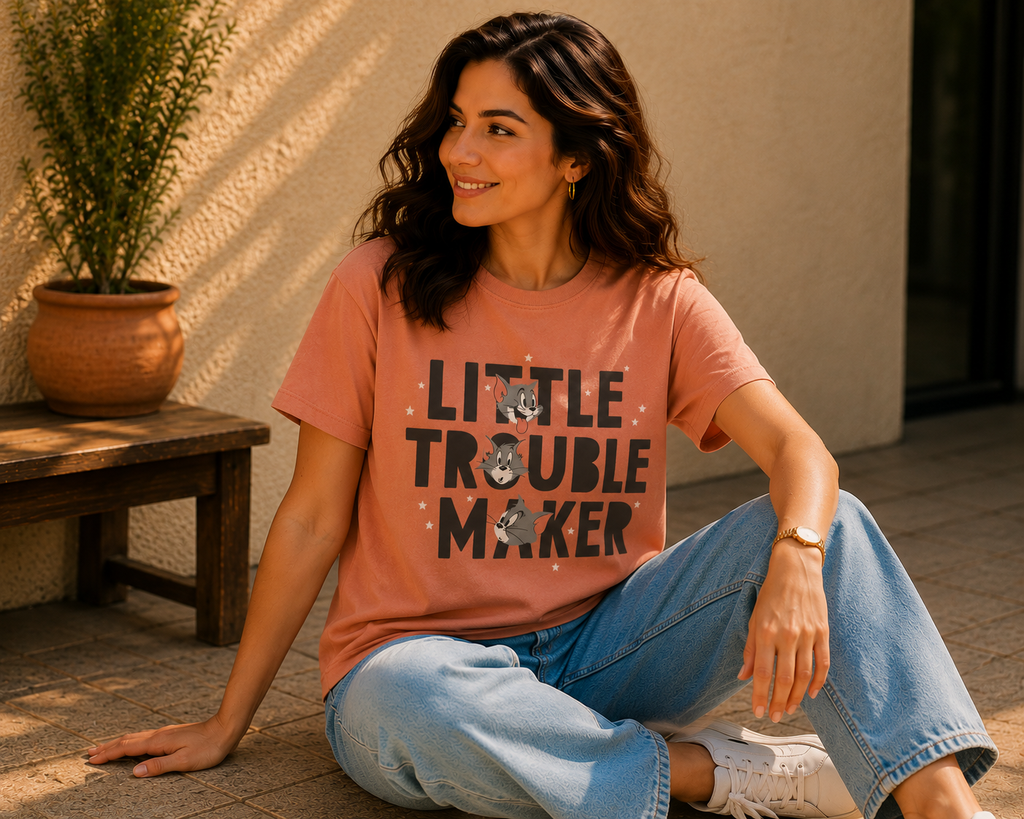Women Little Trouble Maker Graphic T-Shirt