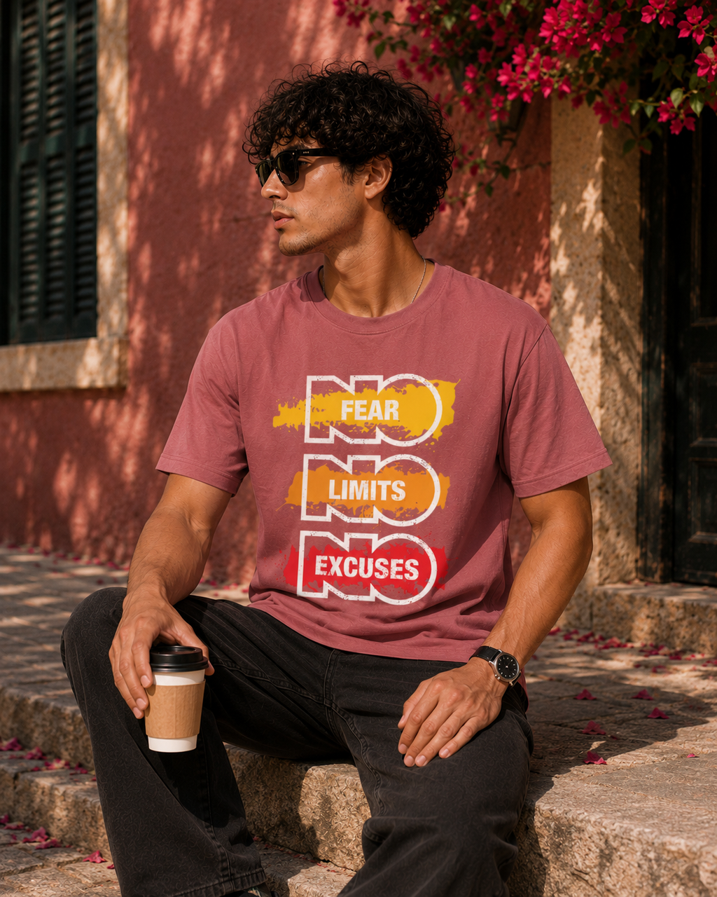 Fearless Attitude Graphic Classic Fit T-Shirt for Men