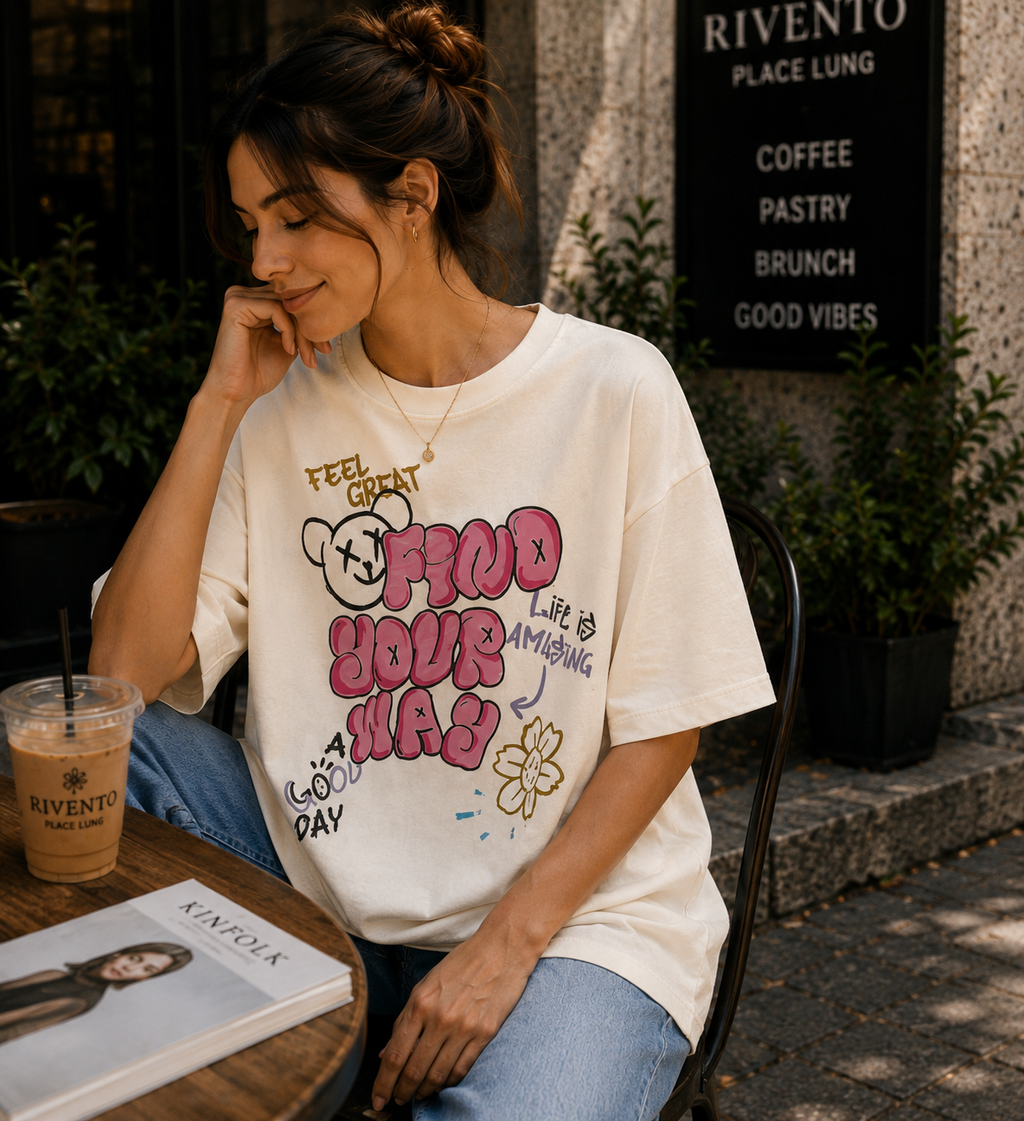 Women Find Your Way Graphic Oversized T-Shirt