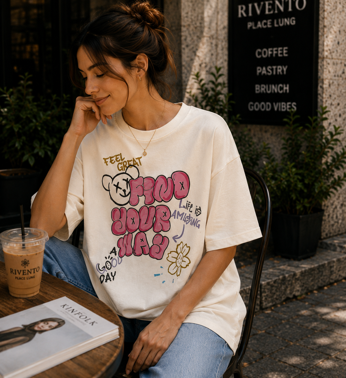 Women Find Your Way Graphic Oversized T-Shirt
