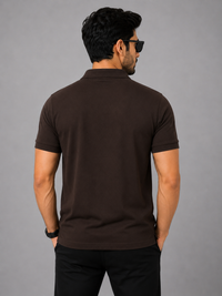 Signature Men Classic Fit Brown Polo T-Shirt