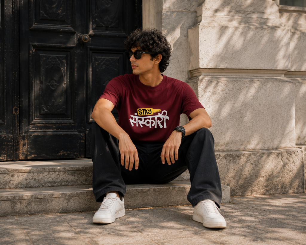 Stay Sarkari Typography Graphic Men Classic Fit T-Shirt