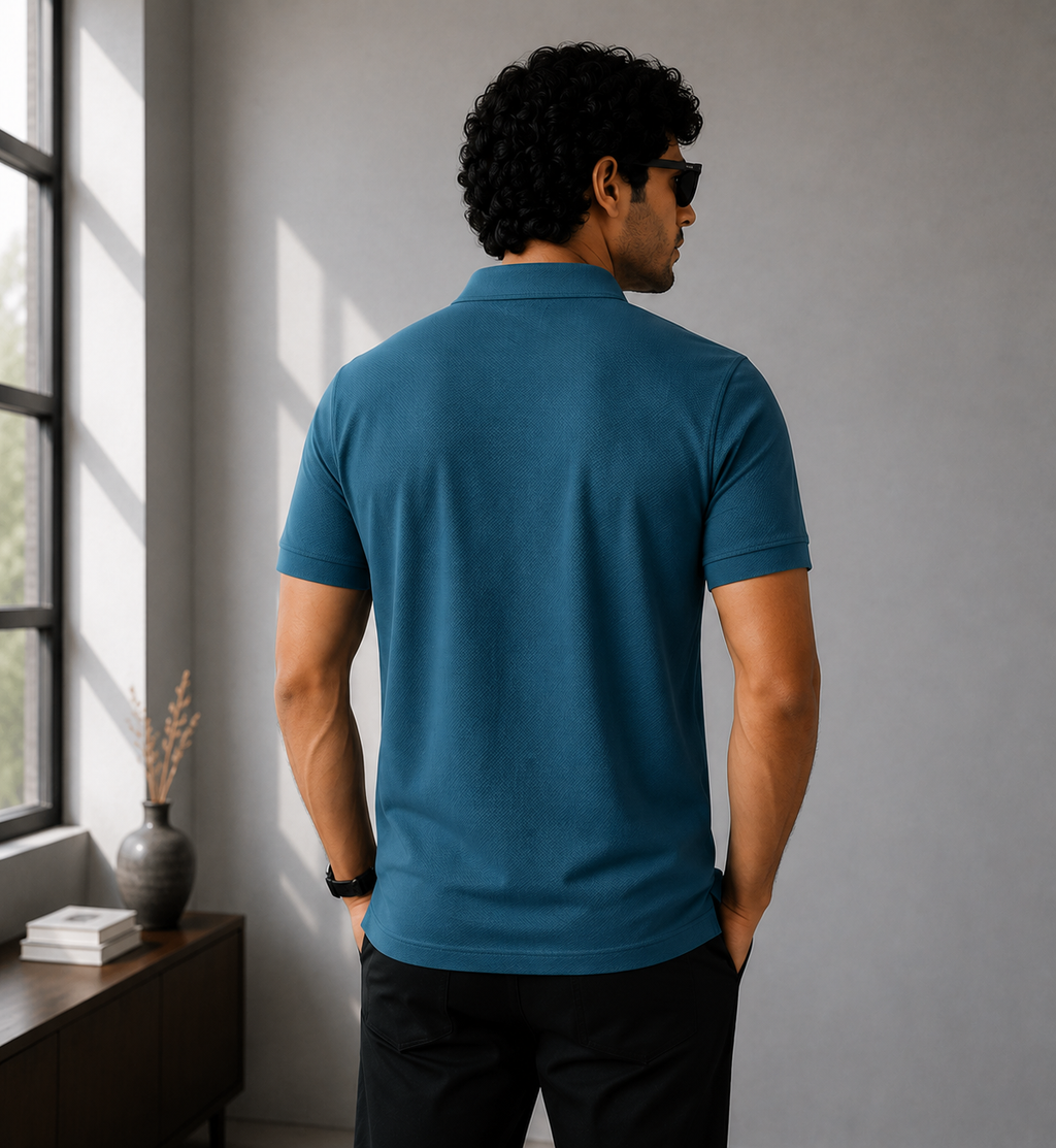 Signature Men Classic Fit Petrol Blue Polo T-Shirt