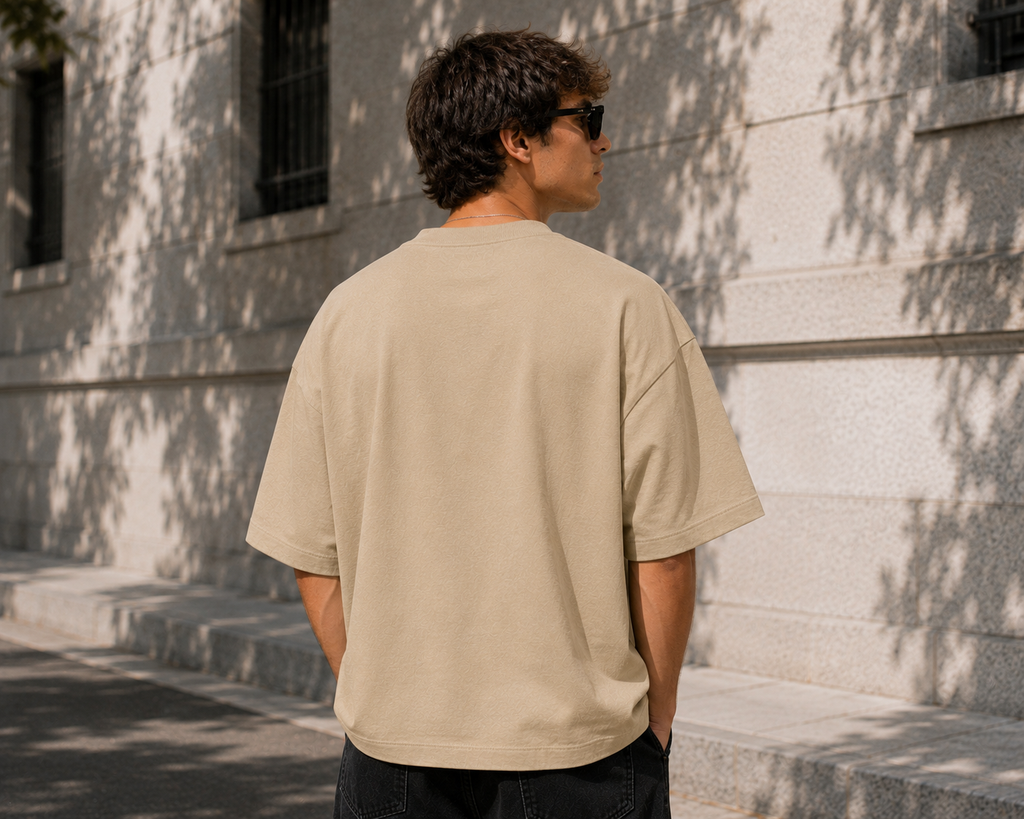 Men's Taupe Oversized Drop Shoulder T-Shirt