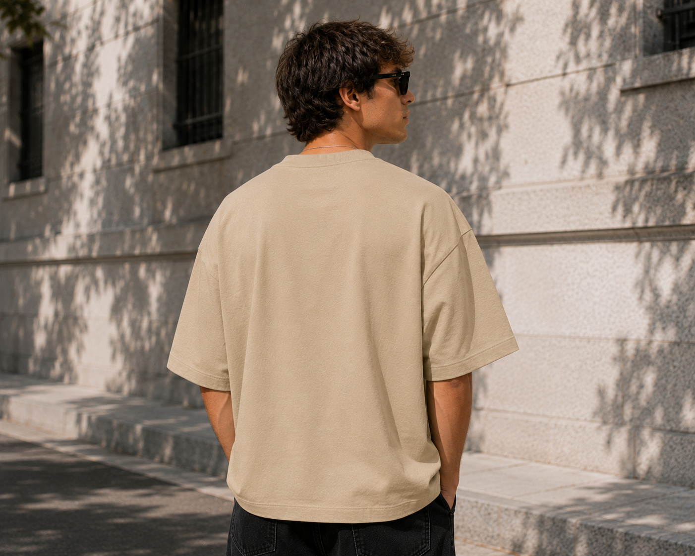 Men's Taupe Oversized Drop Shoulder T-Shirt