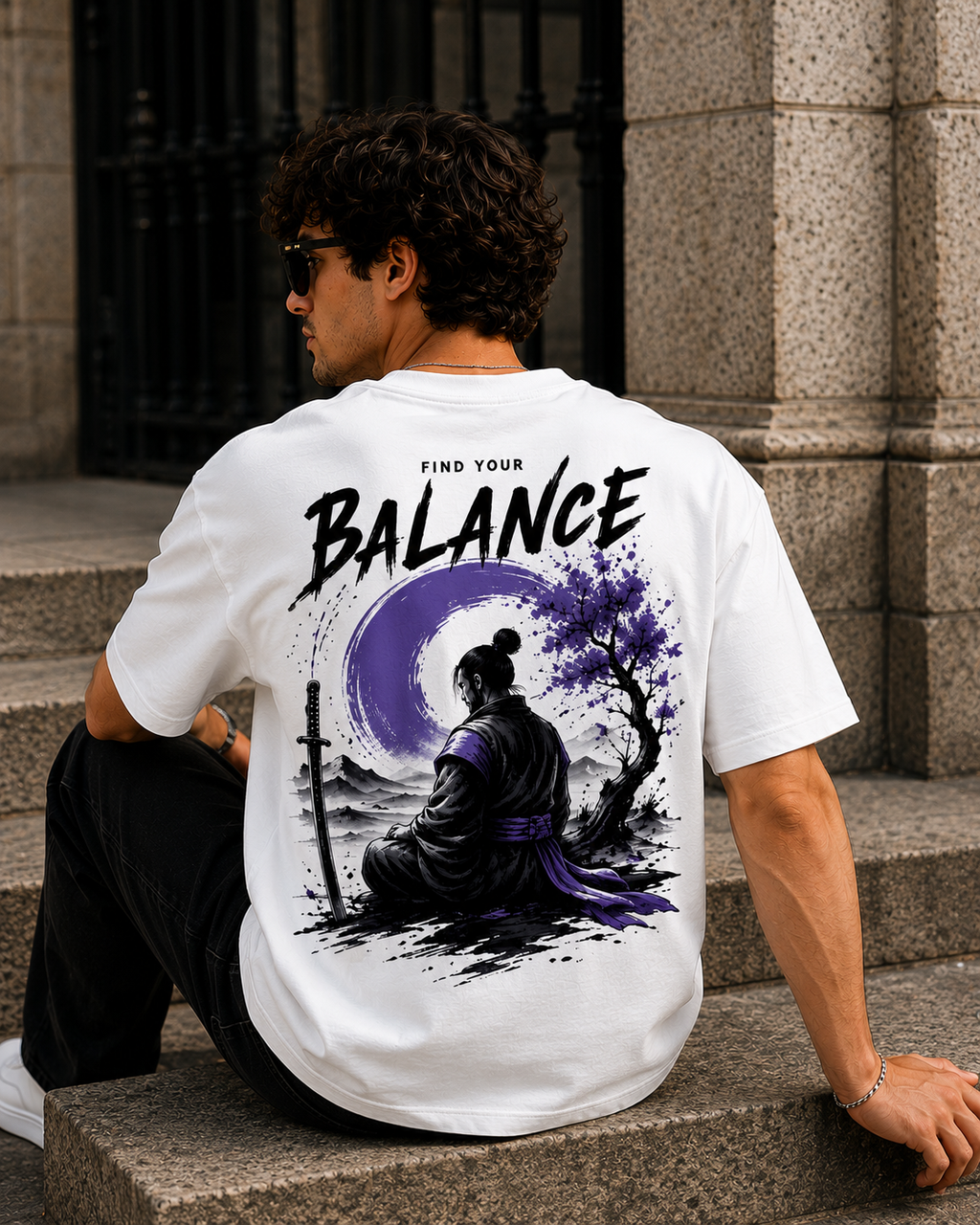 Find Your Balance Oversized Graphic T-Shirt for Men