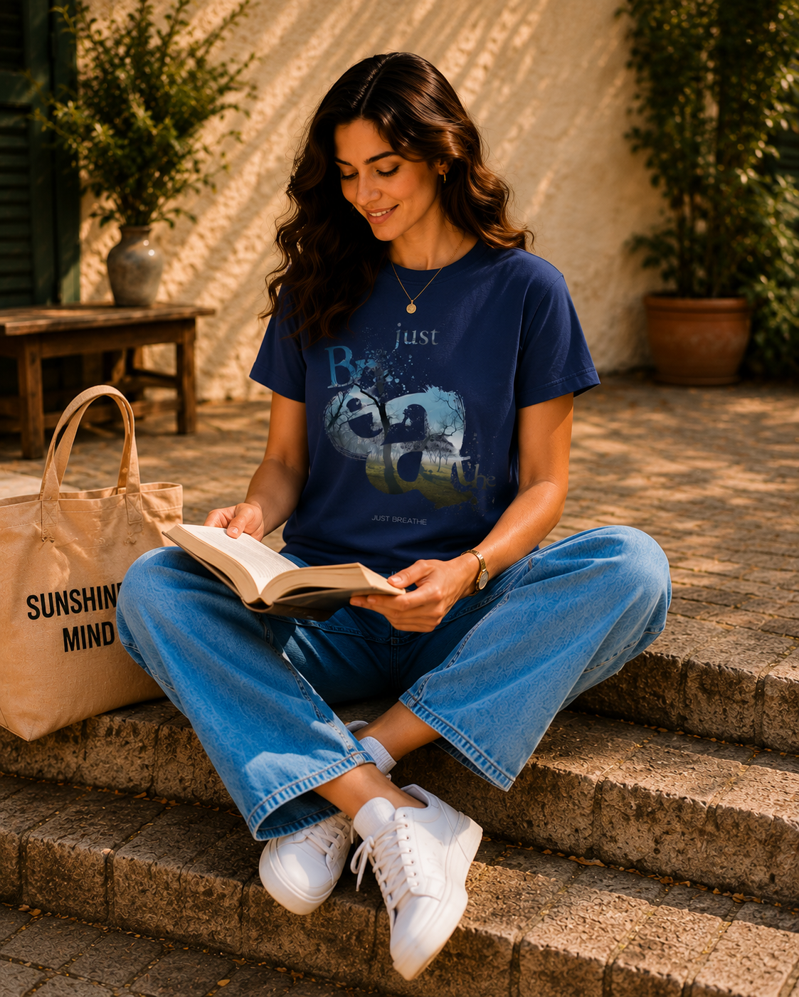 Women Just Breathe Aesthetic Graphic T-Shirt