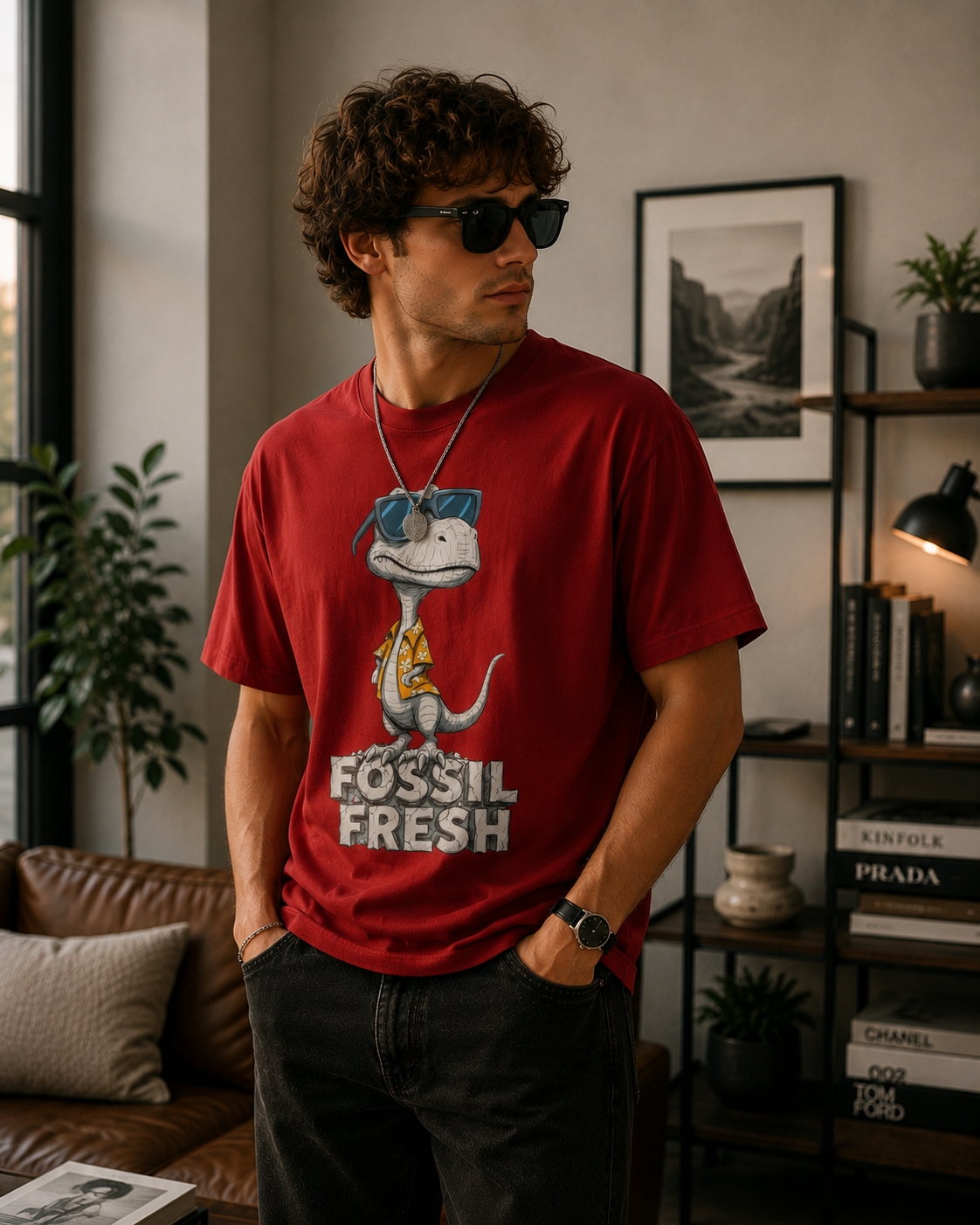 Fossil Fresh Dinosaur Graphic Men Classic Fit T-Shirt