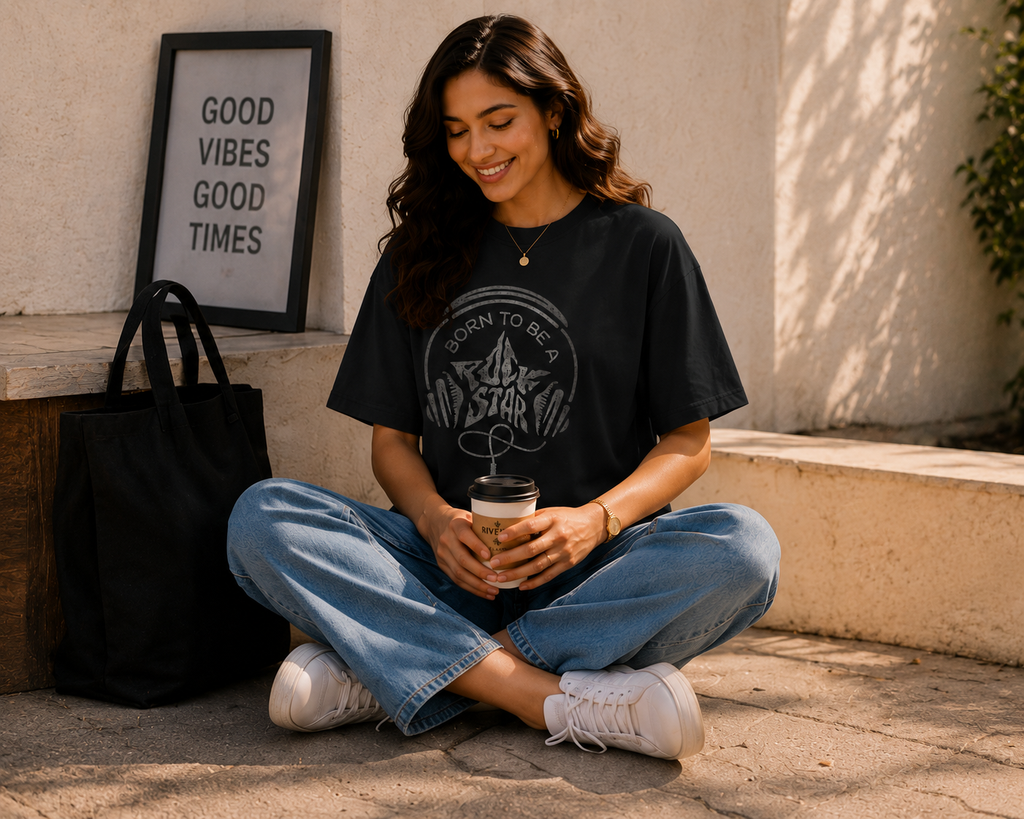 Women Rock Star Graphic Oversized T-Shirt