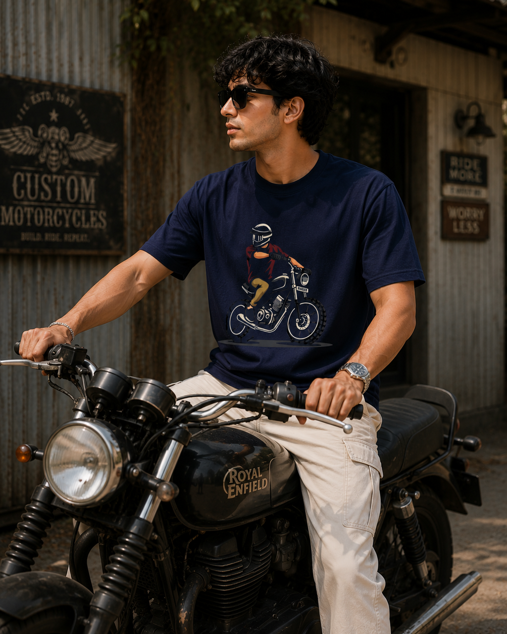 Vintage Motorcycle Rider Graphic Men Classic Fit T-Shirt