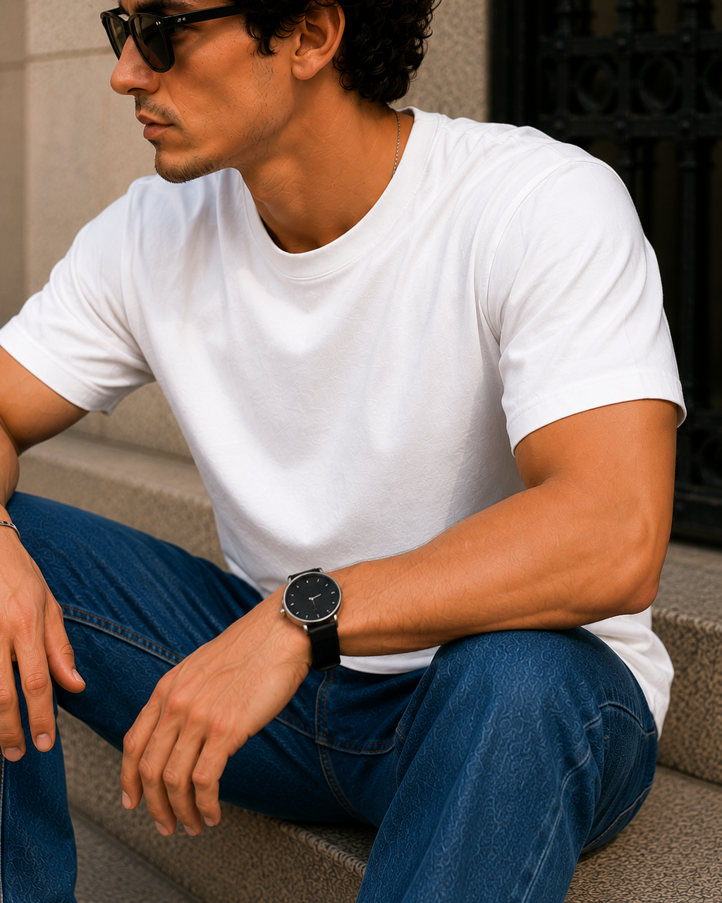 Men's Signature Classic White Classic Fit Cotton Solid T-Shirt