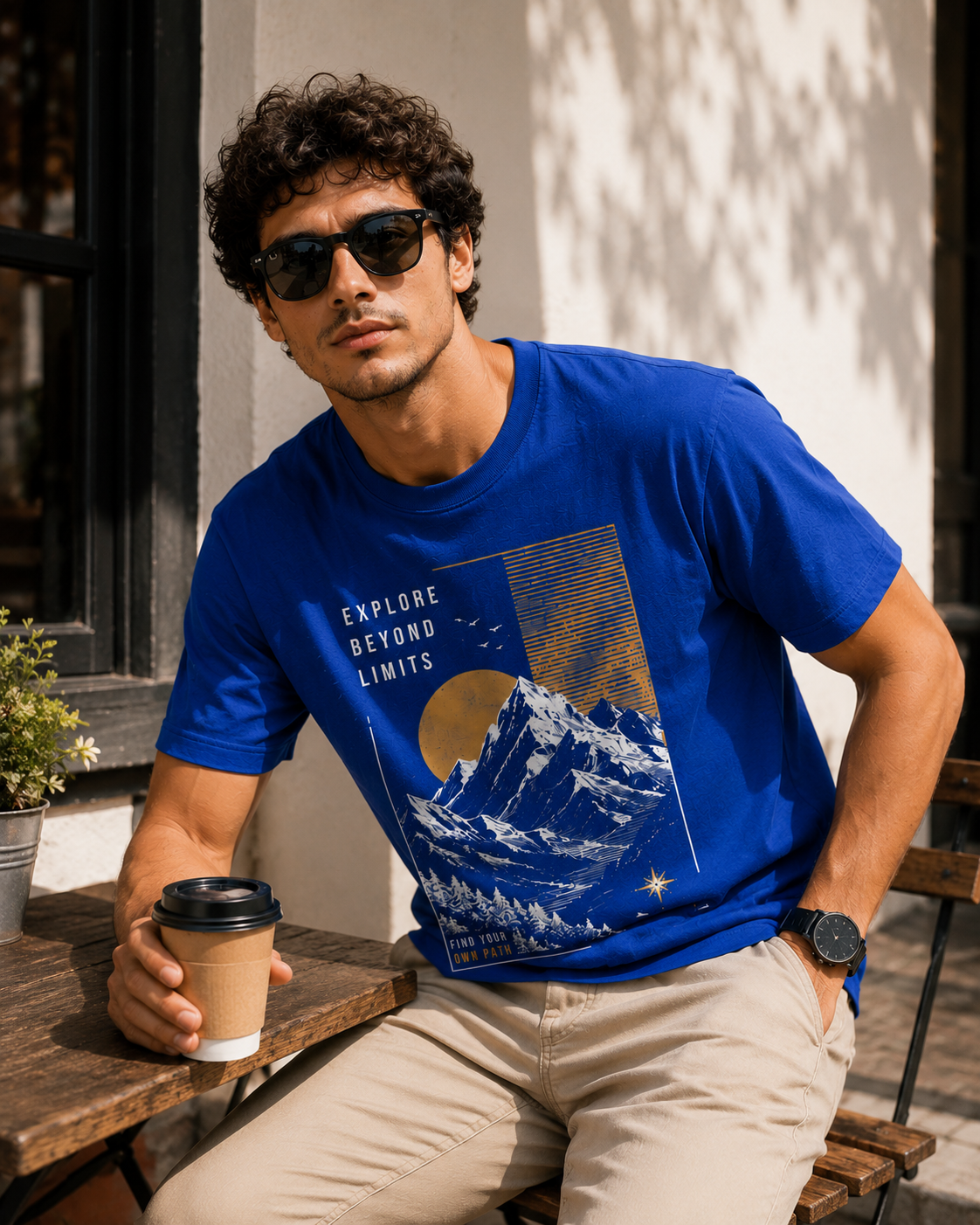 Explore Beyond Limits Mountain Graphic Classic Fit T-Shirt for Men