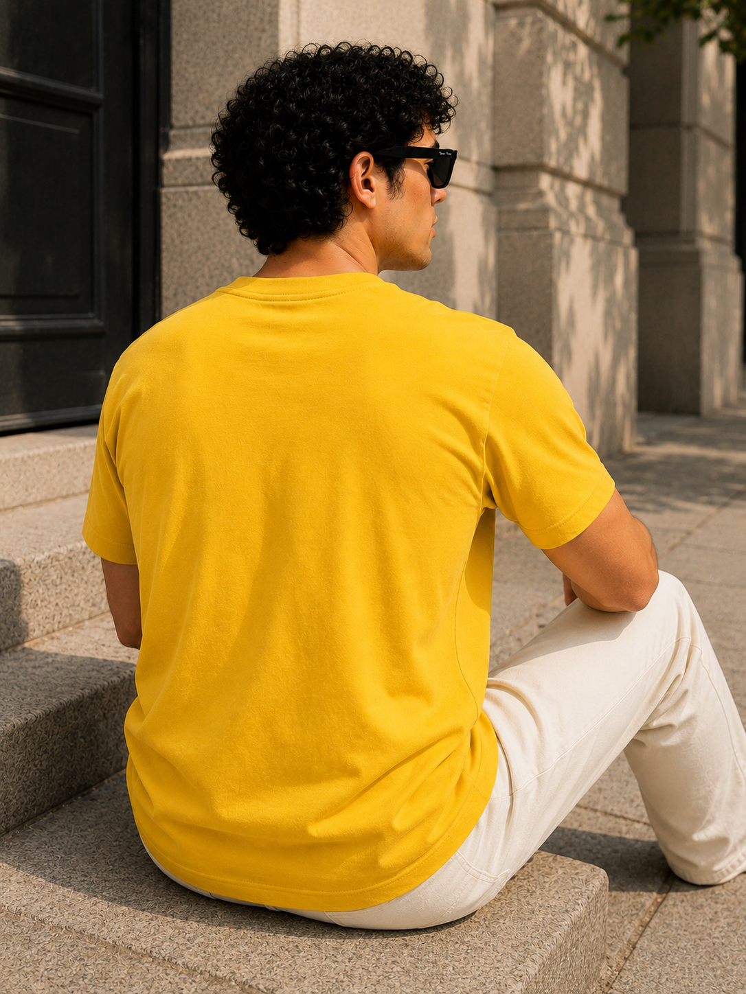 Men's Signature Classic Yellow Classic Fit Cotton Solid T-Shirt