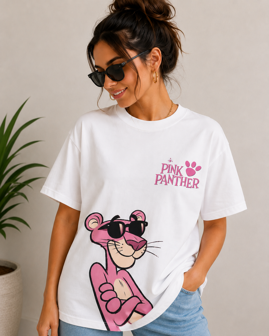 Women Trendy Panther Cartoon Graphic  T-Shirt
