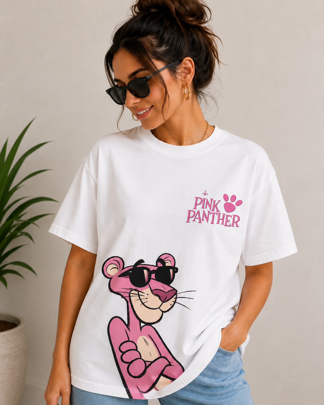Women Trendy Panther Cartoon Graphic  T-Shirt