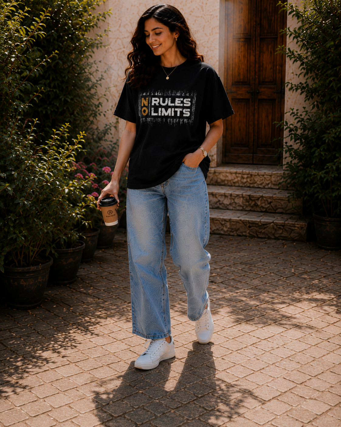 Women No Rules No Limits Graphic Oversized T-Shirt