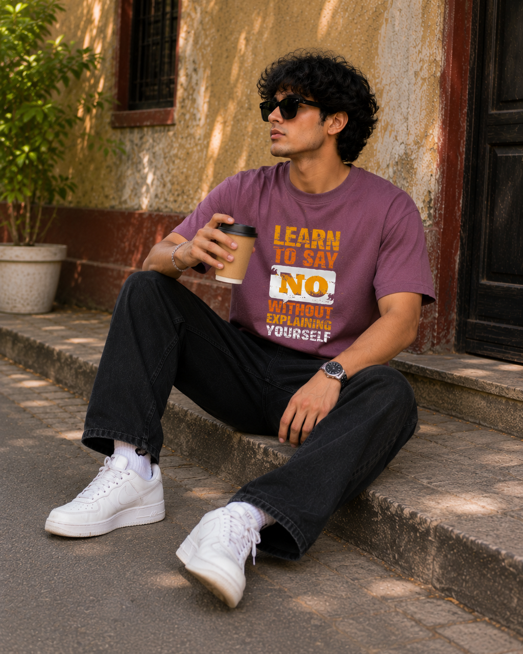 Learn to Say No Men Classic Fit Motivational Graphic T-Shirt