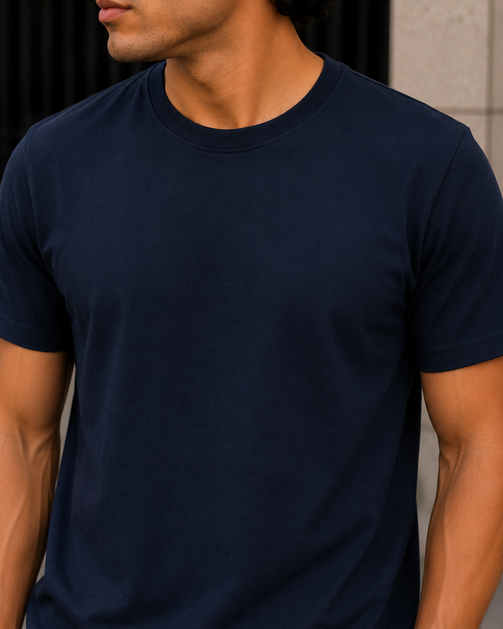 Softcore Men's Premium Navy Blue Classic Fit Solid T-Shirt
