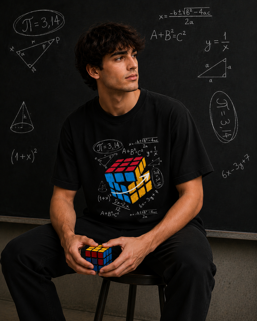 Rubik's Cube Math Puzzle Men Classic Fit T-Shirt