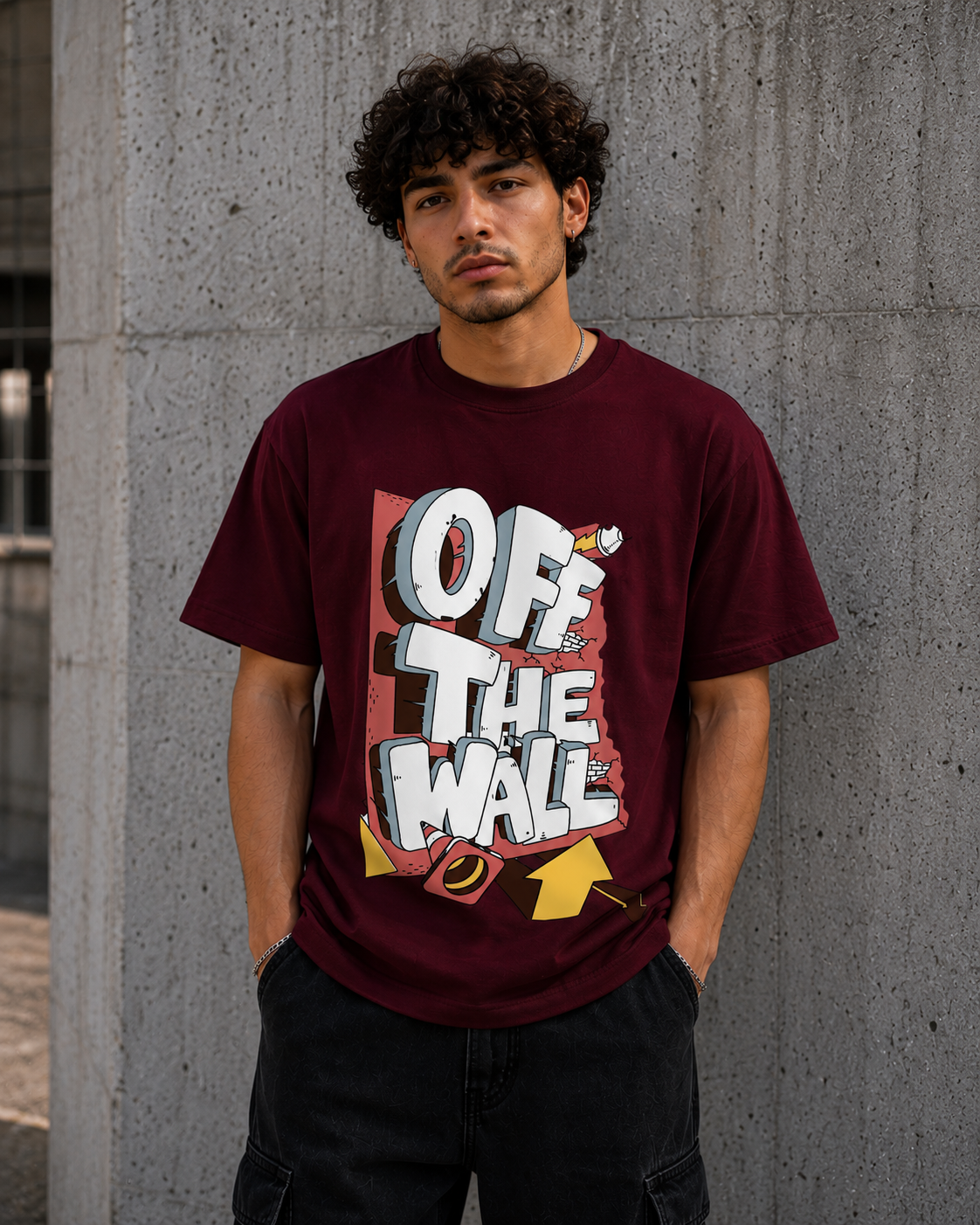 Off The Wall Men Classic Fit Streetwear Graphic T-Shirt