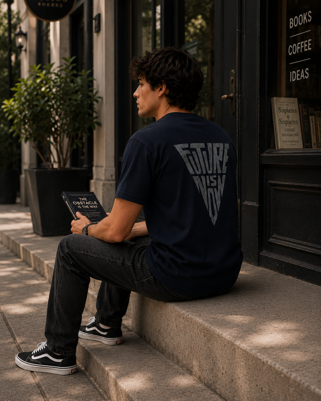 Future Is Now Back Print Classic Fit T-Shirt for Men