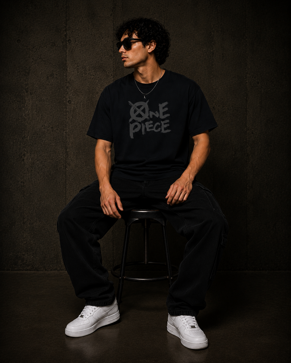 Samurai Skull Back Print Oversized T-Shirt for Men