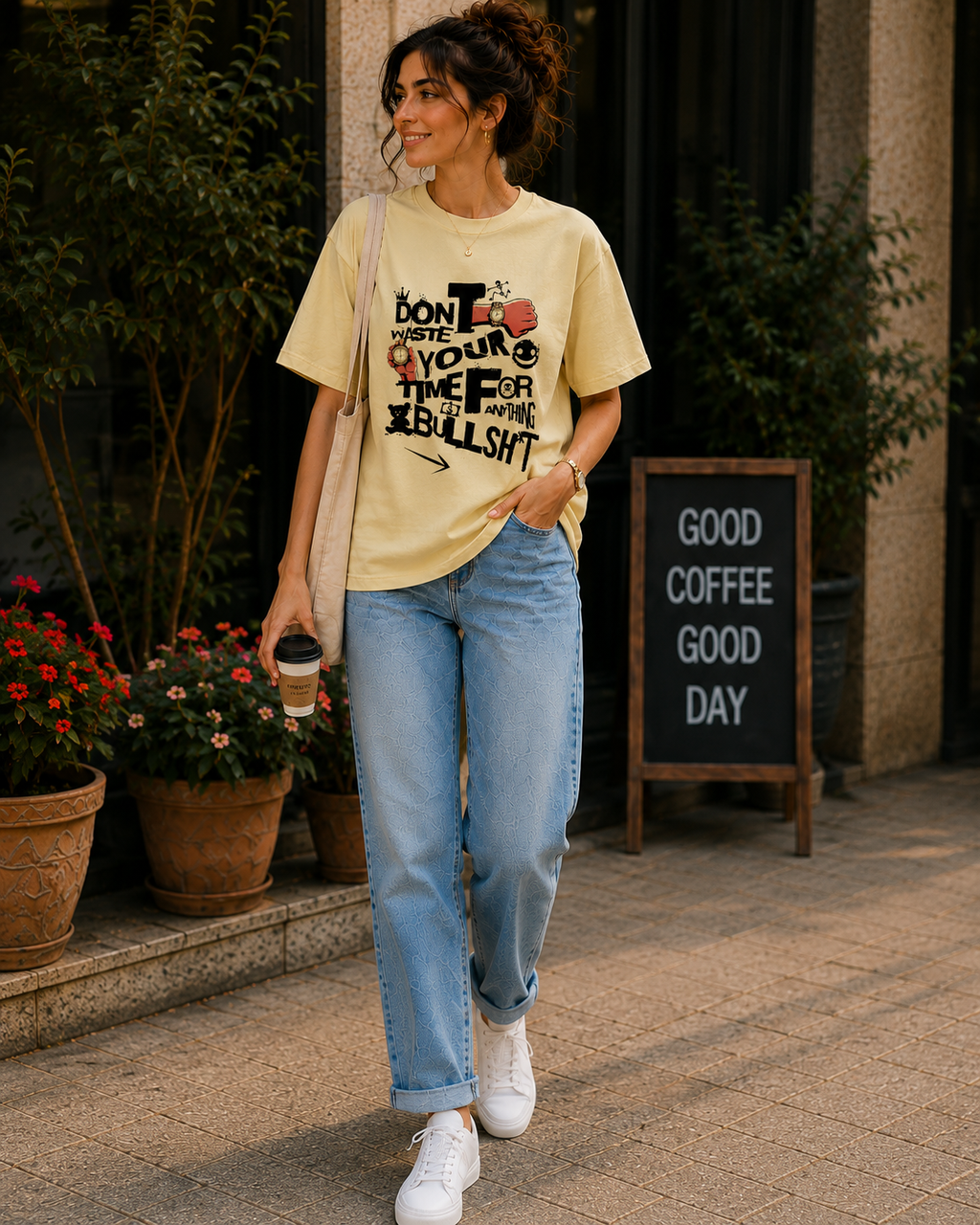 Women No Time For Nonsense Oversized Graphic T-Shirt