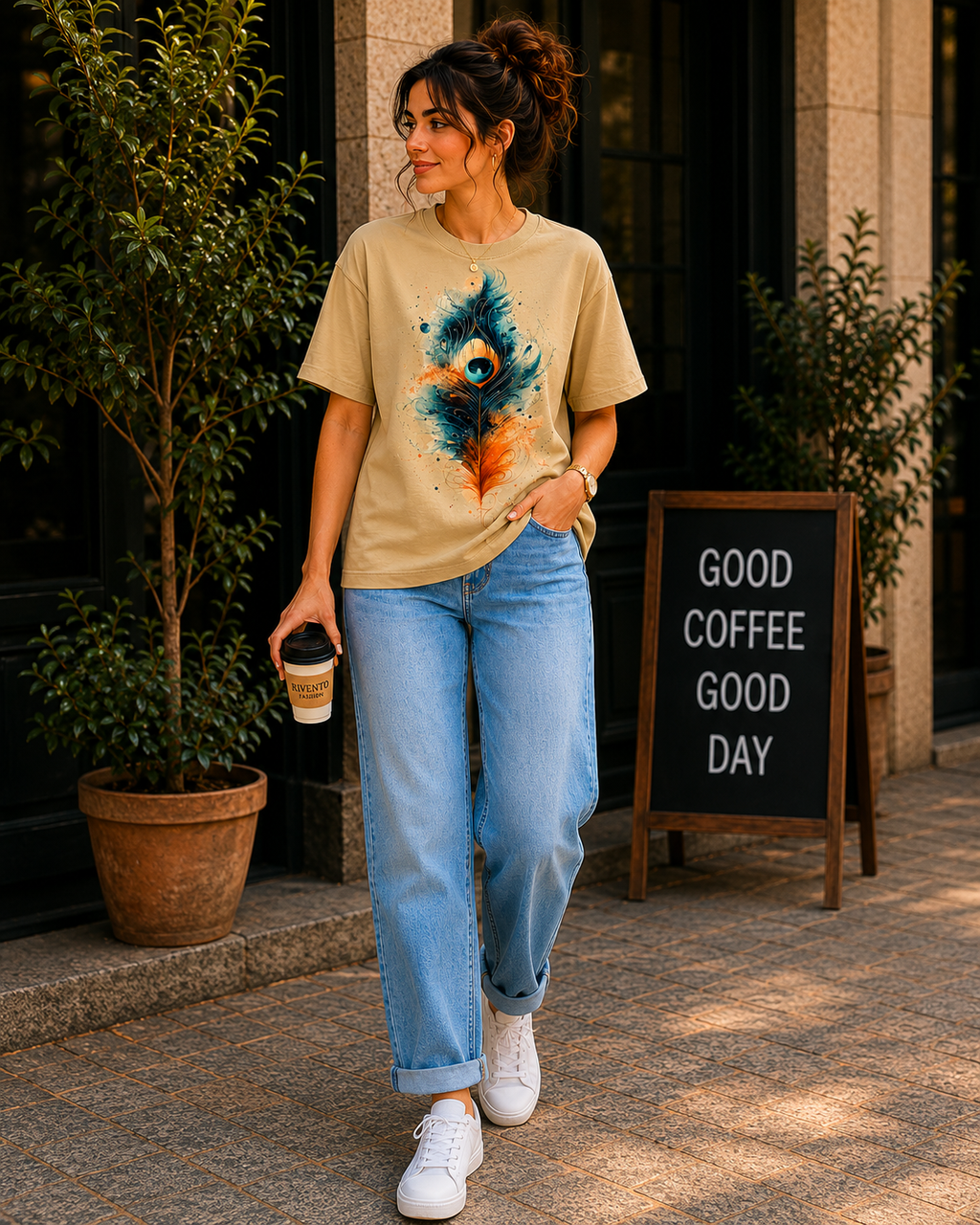 Women Peacock Majesty Oversized T-Shirt