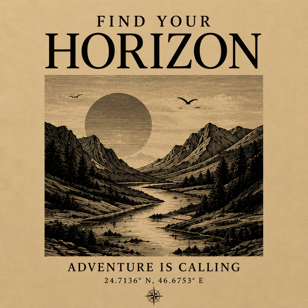 Find Your Horizon Oversized Graphic T-Shirt for Men
