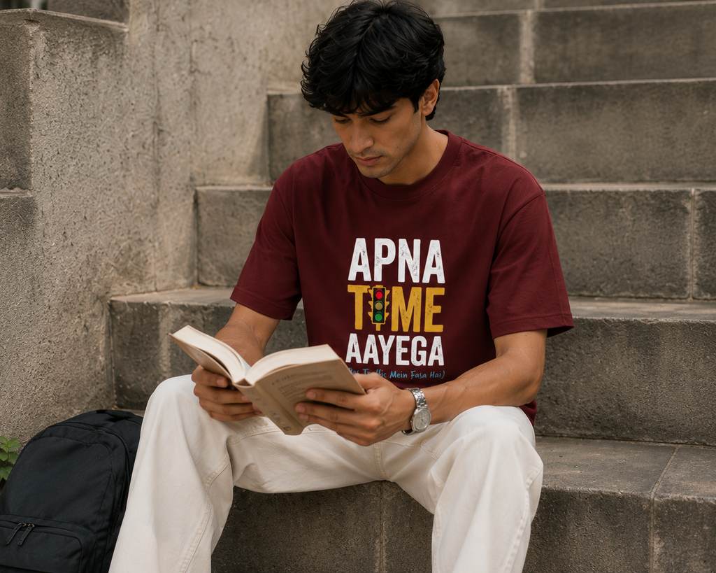 Apna Time Aayega Typography Men Classic Fit T-Shirt