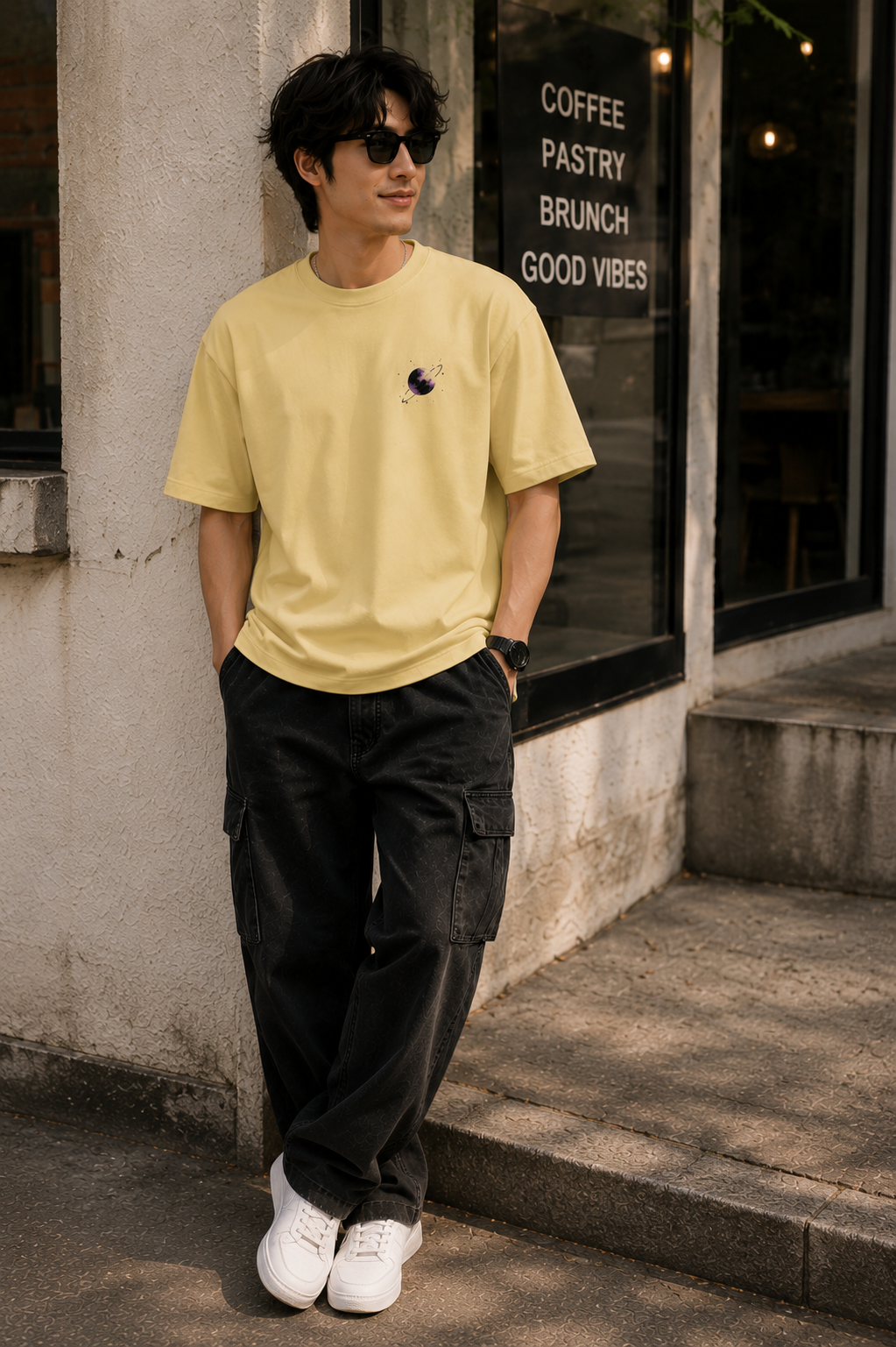 Cosmic Wanderer Oversized Graphic T-Shirt for Men