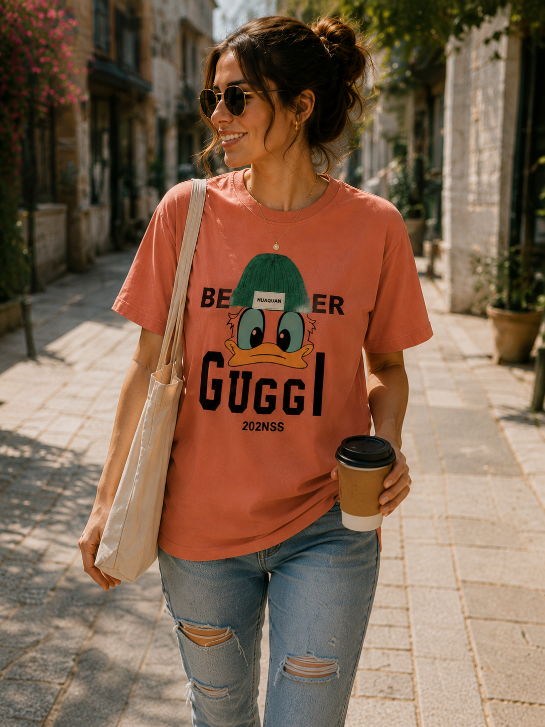 Vintage Cartoon Street Graphic Women T-Shirt