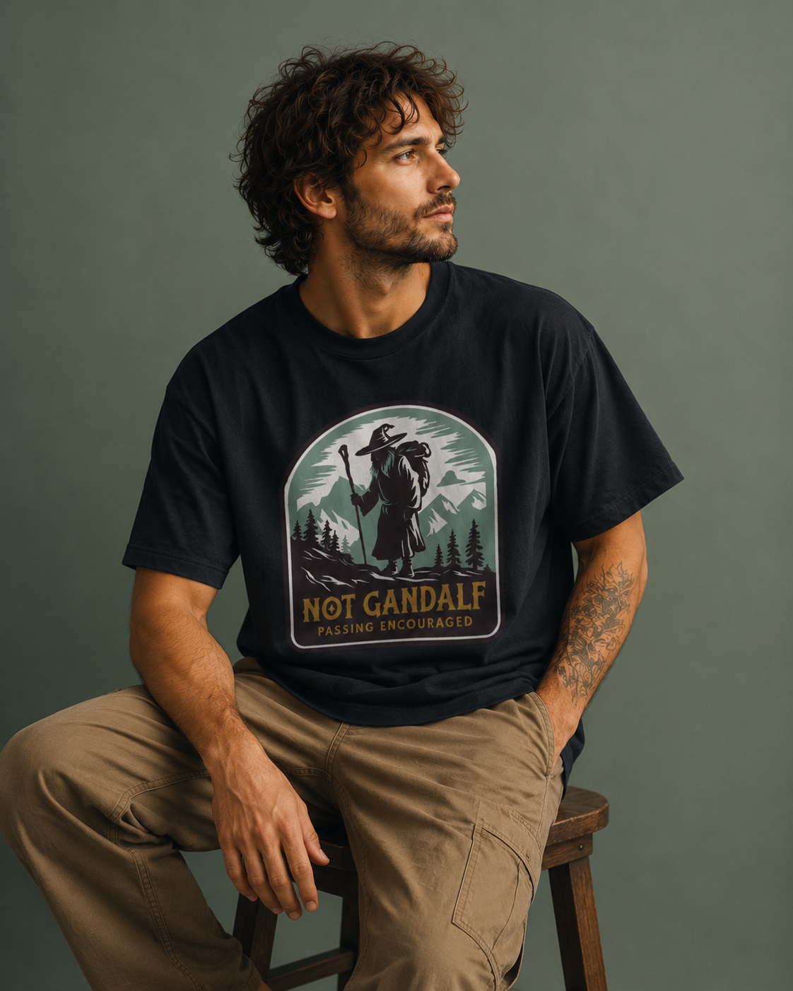 Not Gandalf Passing Encouraged Graphic Classic Fit T-Shirt for Men